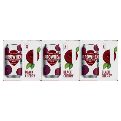 Arrowhead Sparkling Black Cherry Product detail 12oz can 24 pack front view