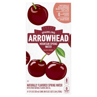 Arrowhead Sparkling Black Cherry Product detail 12oz can 24 pack right view