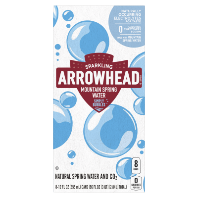 Arrowhead Sparkling Simply Bubbles Product detail 12oz can 24 pack right view