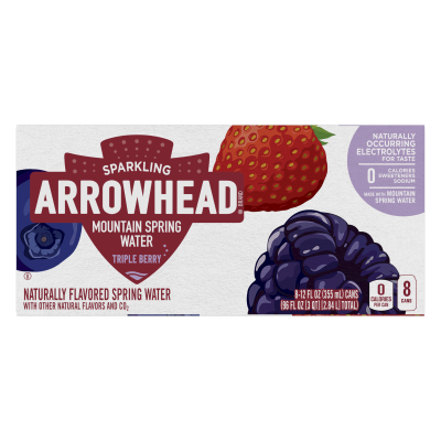Arrowhead Sparkling Triple Berry Product detail 12oz can 8 pack front view