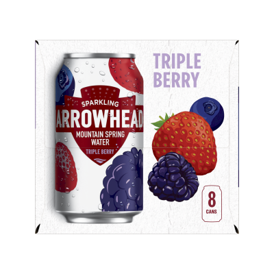 Arrowhead Sparkling Triple Berry Product detail 12oz can 8 pack right view