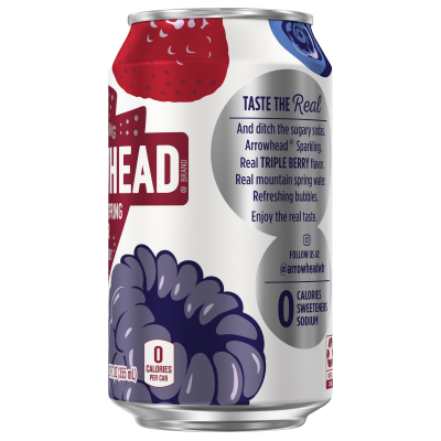 Arrowhead Sparkling Triple Berry Product detail 12oz can single right view