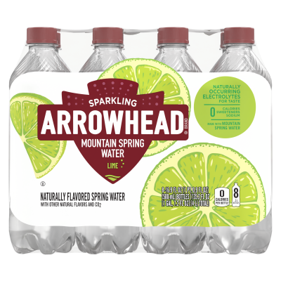 Arrowhead Sparkling Zesty Lime Product detail 500mL 8 pack front view